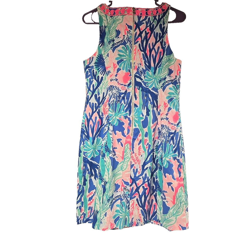 Lilly Pulitzer Womens Dress Gabby Shift Blues Aquatic Pattern Size 4 Small - Picture 12 of 14